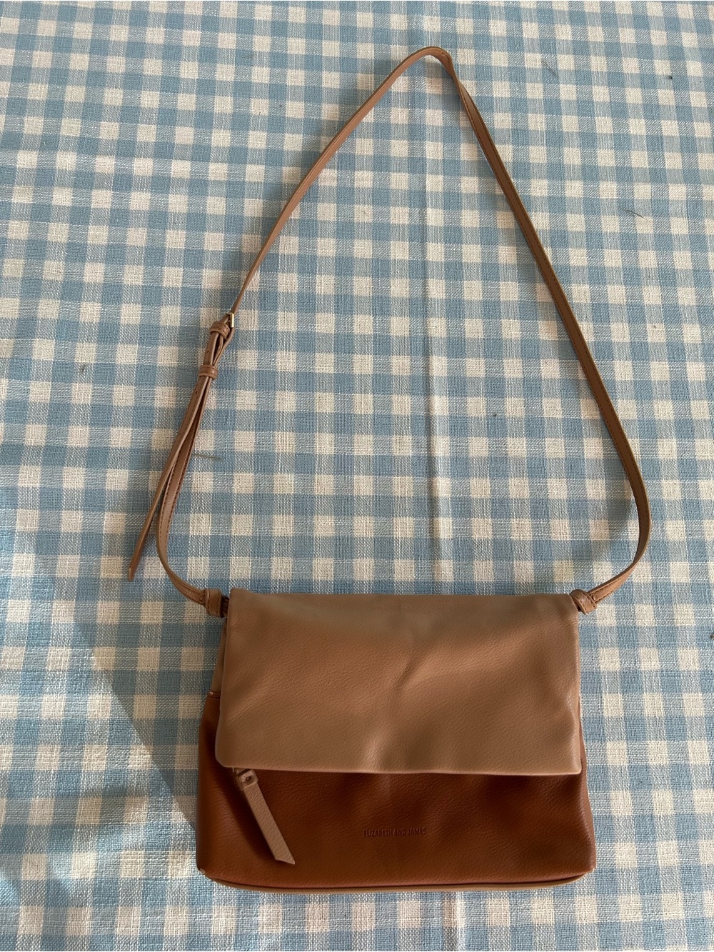 Elizabeth and James Two-Tone Vegan Leather Crossbody Bag